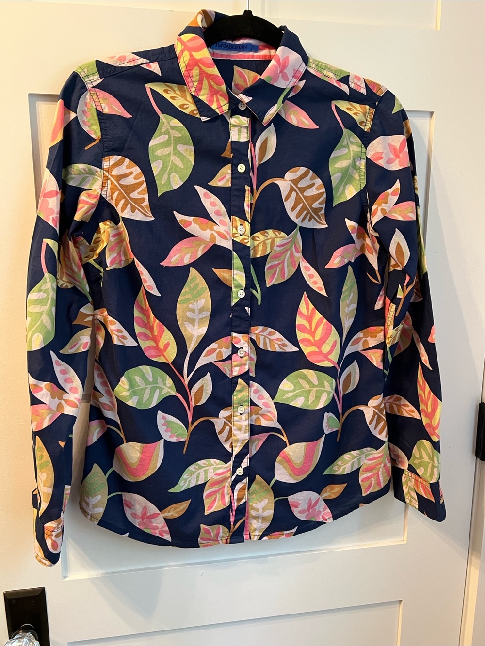 J McLaughlin Women’s Lois Blouse Leaf-Print Button-Down Shirt S